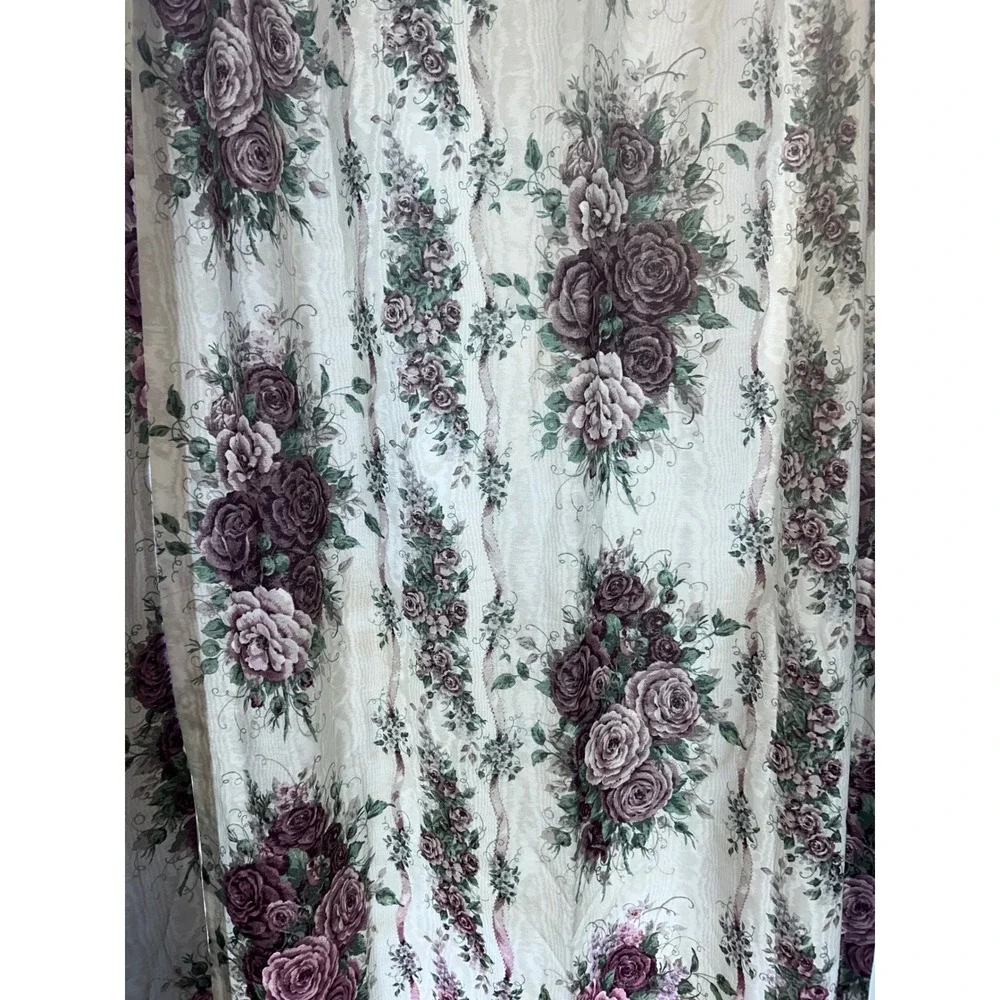 JCPenney Floral Pole Pocket Draperies Purple Rose Lined Curtains Set of 2 Panels
